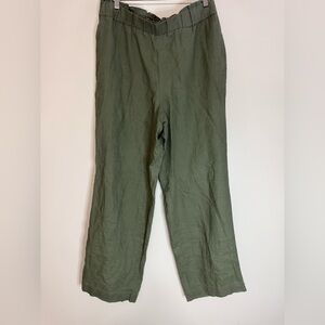 Talbots NWT Olive Green Wide leg linen Pants with pockets in size large